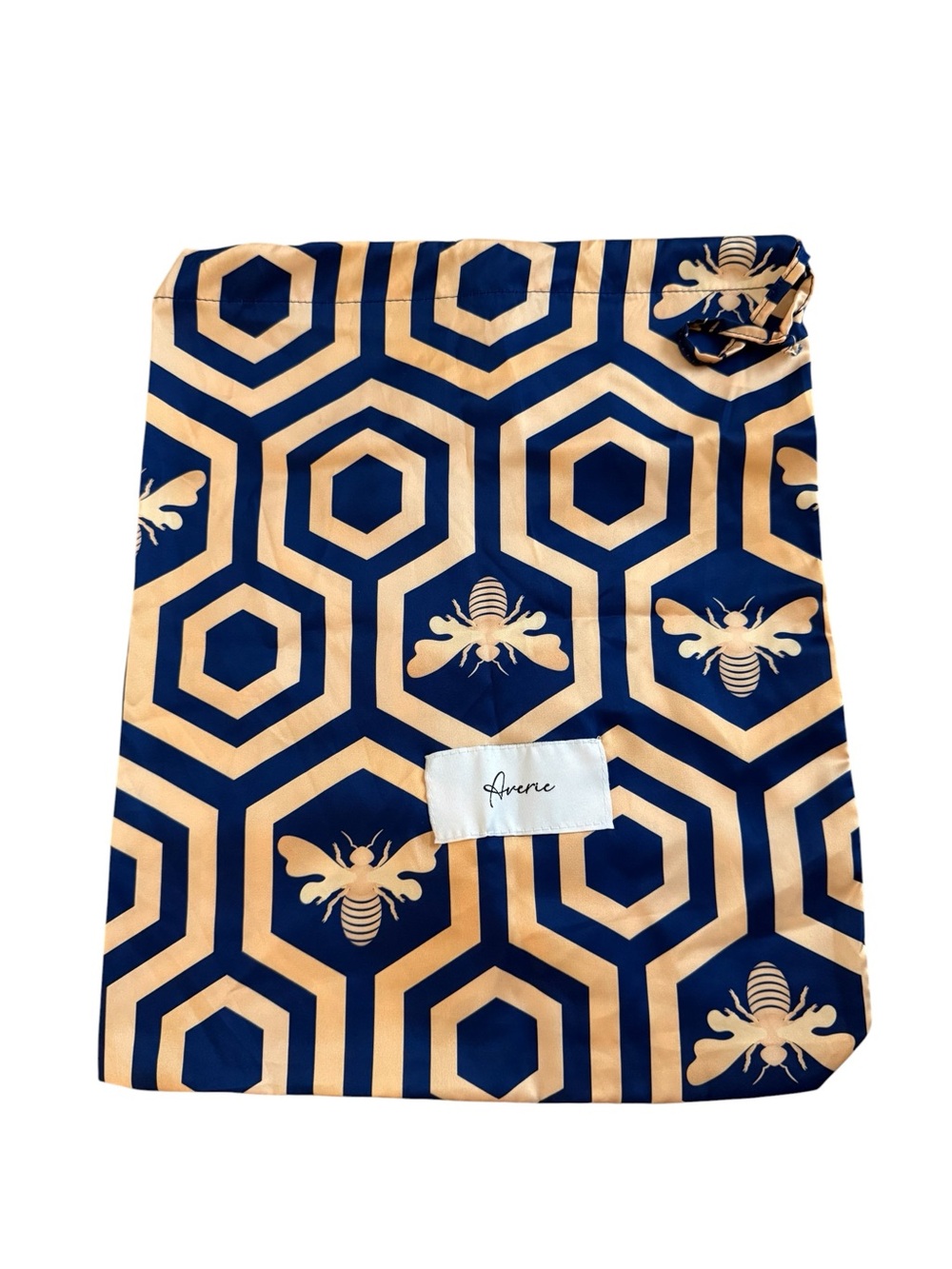 Averie Dust Bag with bold Navy and Gold Geometric Stripes